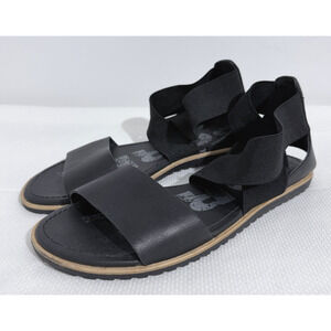 Sorel Ella III Womens Sandals US 8 EU 39 Leather Black Elastic Straps